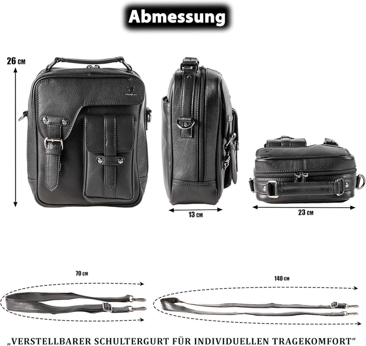 MATADOR Schultertasche Echt Leder Herren Hochwertige Arbeittasche Umhängetasche Ledertasche Tabletta