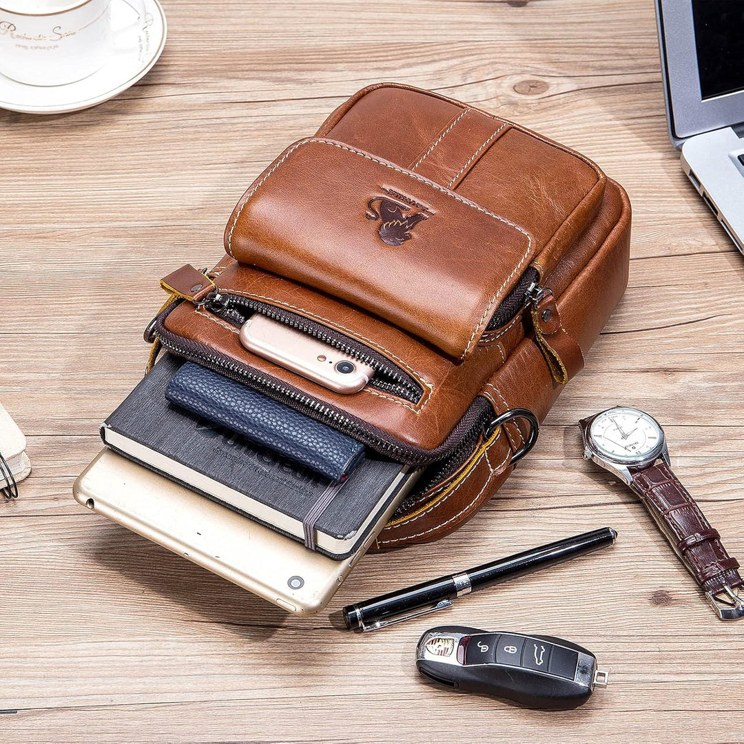 BAIGIO Umhängetaschen Herren Klein Herrentasche Leder Schultertasche Ledertasche für Männer Arbeit R