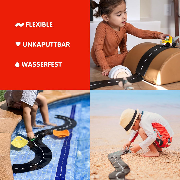Waytoplay Ringroad - Die Flexible Spielzeugstrasse, 12 st. Spielen Sie mit Ihren Autos drinnen und d