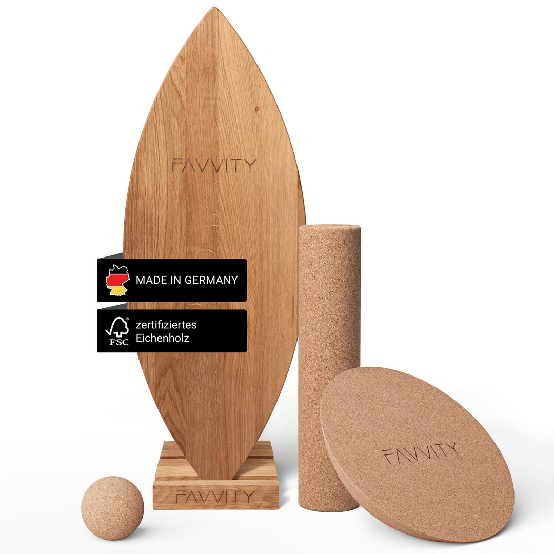 Balance Board aus Eichenholz [Handgefertigt in Deutschland] FSC-zertifizierter Gleichgewichtstrainer
