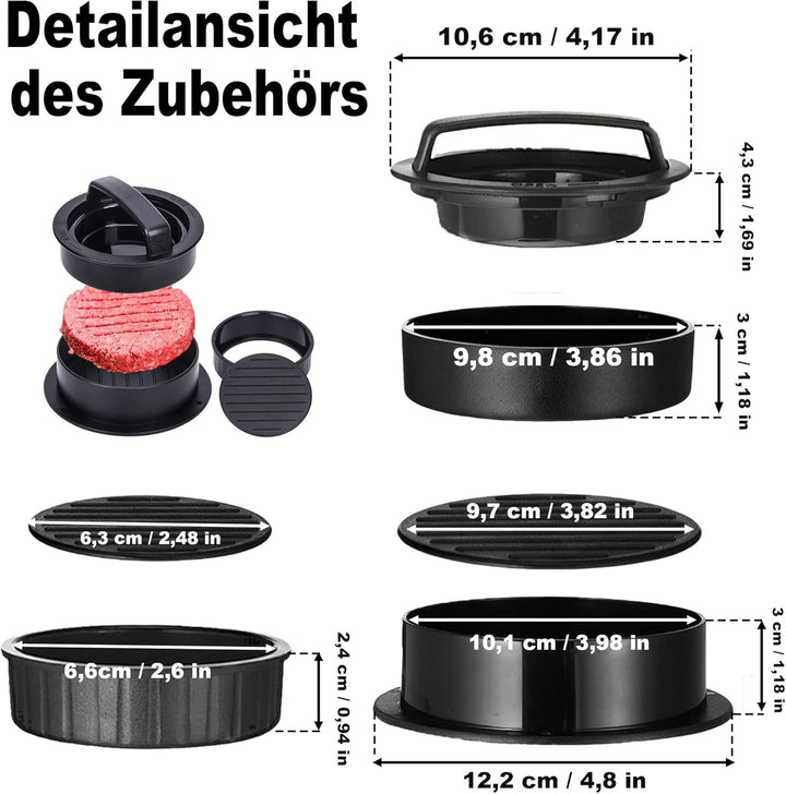 Smash Burger Set aus Edelstahl, 5 Smash Burger Set, Vielseitig Burgerpressen Kit, Burger Spachtel Se