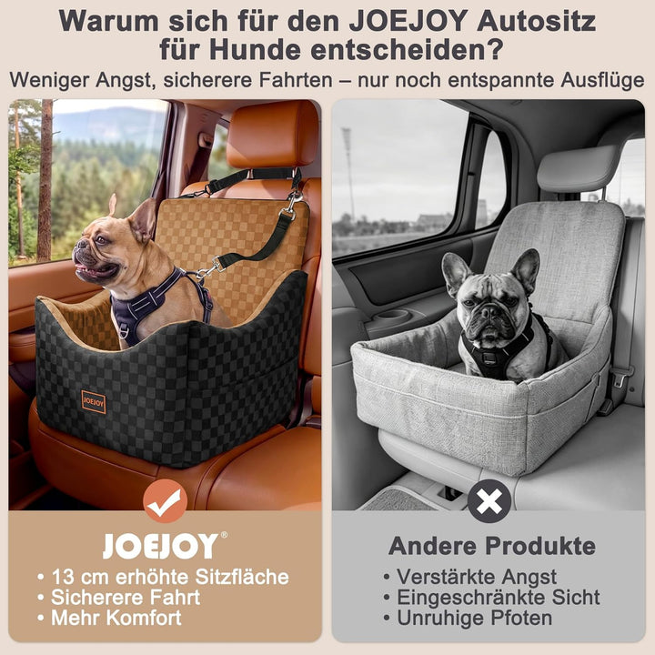 JOEJOY Hunde Autositz für kleine bis mittlere Hunde,Waschbarer Ansteckbare Leine verdickter Memory-S