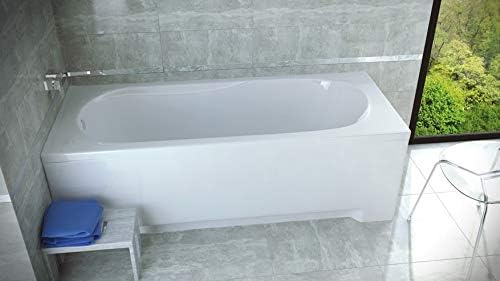 VBChome Badewanne 140x70 cm Acryl SET Schürze Siphon Wanne Rechteck Weiss Design Modern Ablaufgarnit