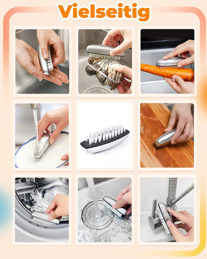 UCEC 4 Stck. Nagelbürste, Nagelbürste Edelstah,Hochwertige handwaschbürste,Borsten hart und weich,Ha