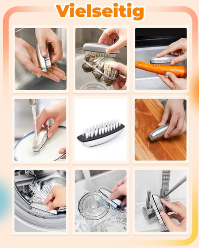 UCEC 4 Stck. Nagelbürste, Nagelbürste Edelstah,Hochwertige handwaschbürste,Borsten hart und weich,Ha