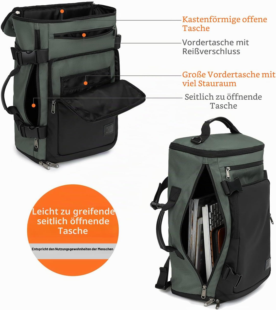 Sporttasche, Rucksack, 4-Wege, wasserdicht, mit Schuhfach für Reisen, Sport, Wandern, Laptop, Busine