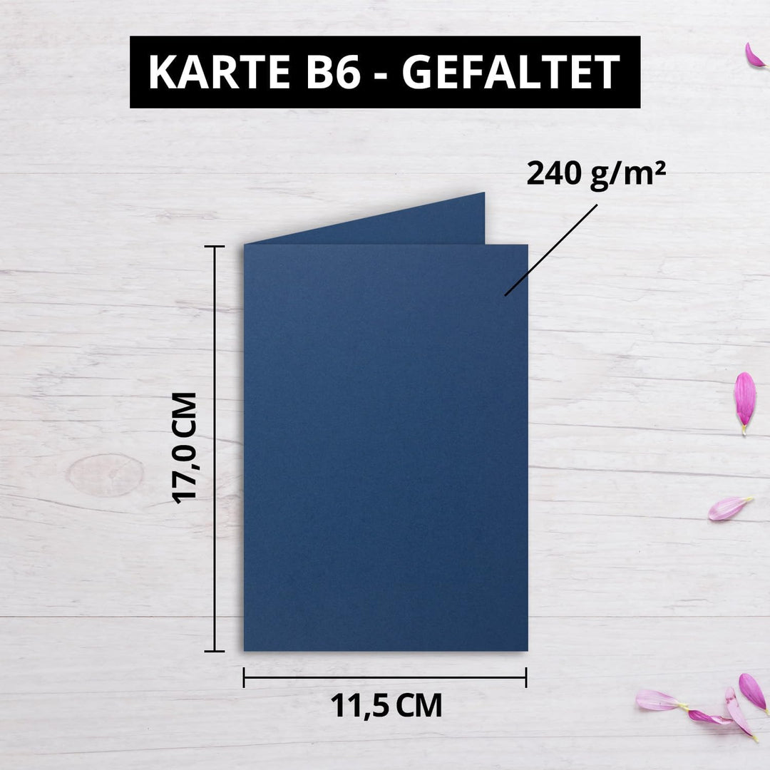 1000 Faltkarten B6 - Nacht-Blau - PREMIUM QUALITÄT - 11,5 x 17 cm - sehr formstabil - für Drucker ge