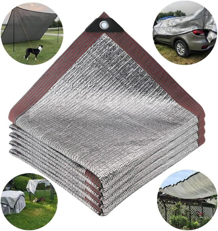 Schattennetz Auto,Schattennetz Camping 4x3m,Reflektierendes Aluminium mit Ösen,Sonnenschutz Auto Hun