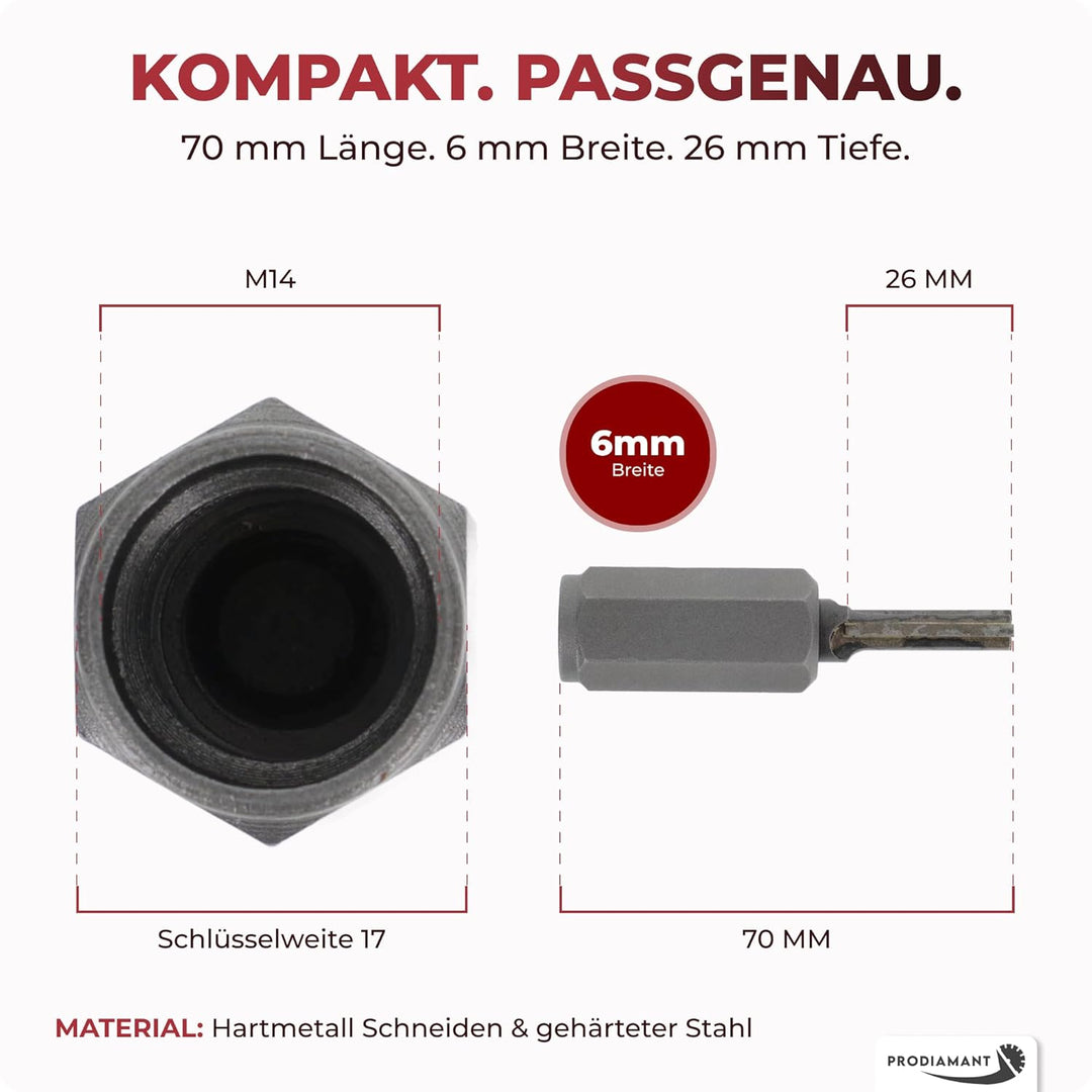 PRODIAMANT Hartmetall Fugenfräser 6 mm für Winkelschleifer Mörtelfräser mit M14 Gewinde 6mm, 6mm