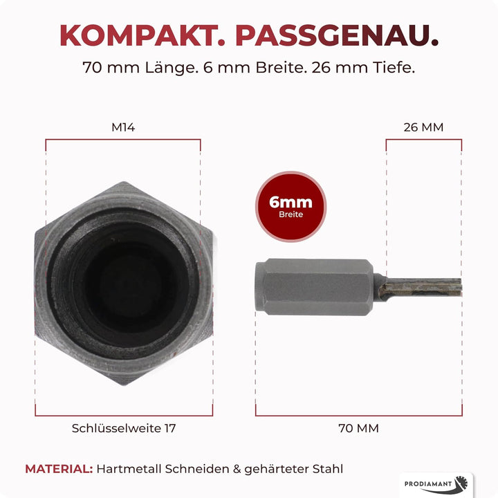 PRODIAMANT Hartmetall Fugenfräser 6 mm für Winkelschleifer Mörtelfräser mit M14 Gewinde 6mm, 6mm