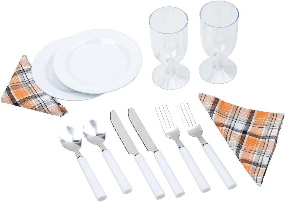 PEARL Picknickset: Picknick-Set für 2 Personen: Gläser, Servietten, Teller, Besteck (Picknickgeschir
