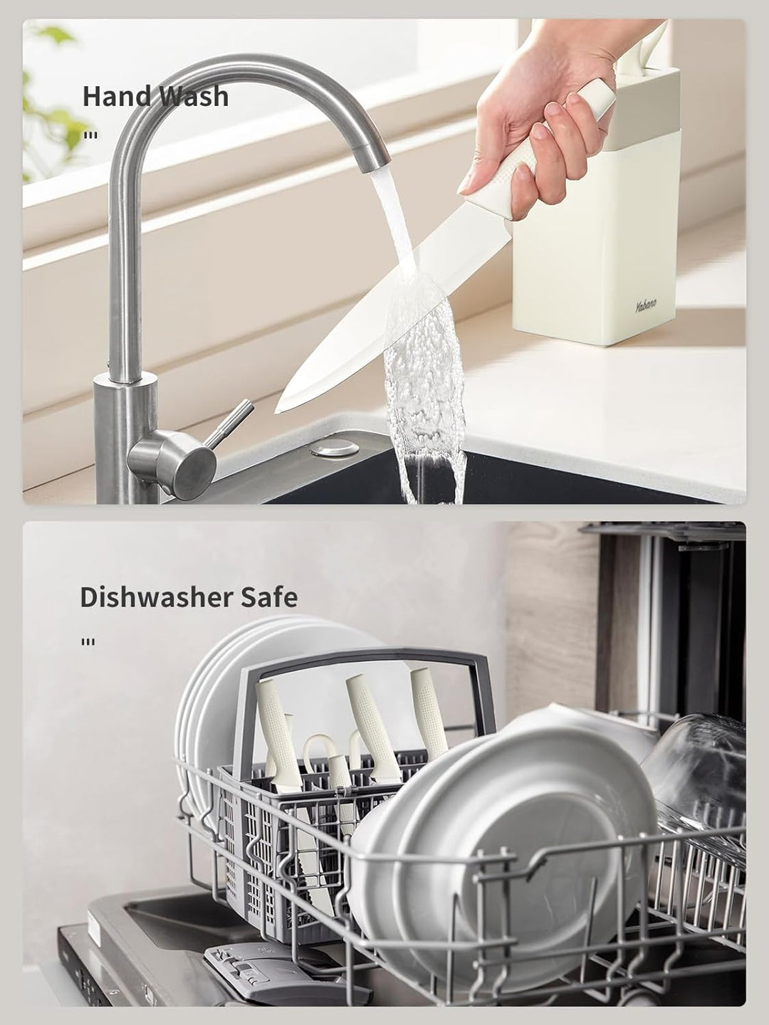 Yabano Messerblock Set, 7 teilig Messerset mit Messerblock und integriertem Messerschärfer,Küchenmes