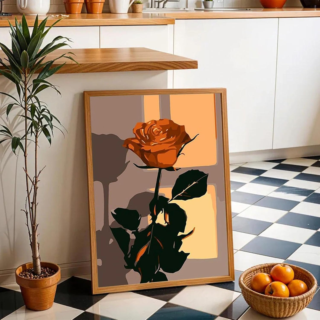 JATOK 6 Stück Malen Nach Zahlen Erwachsene, Paint by Numbers Malen Nach Zahlen, DIY Rosen mit Pinsel