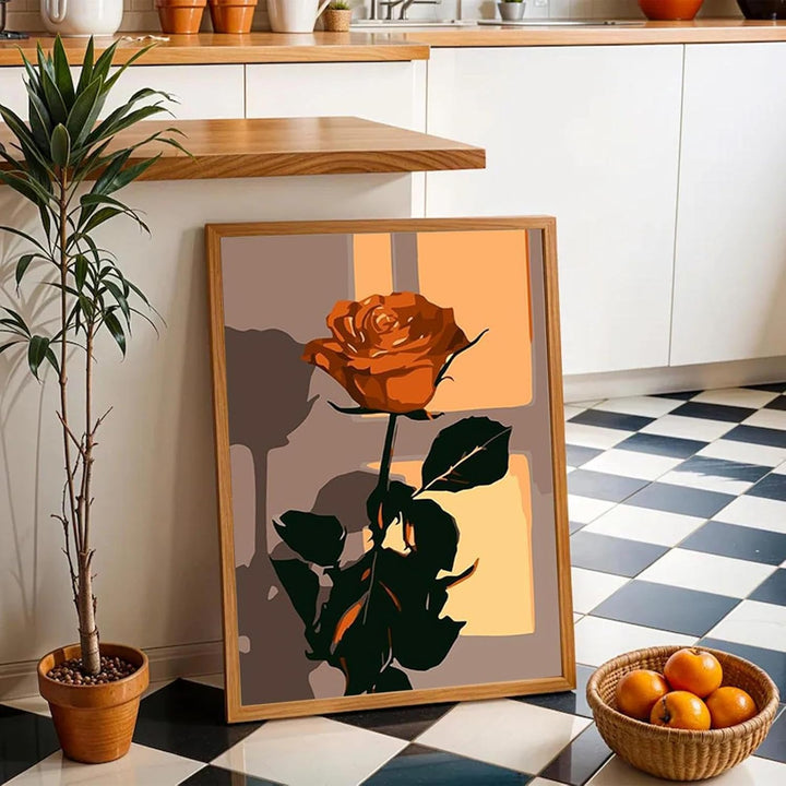 JATOK 6 Stück Malen Nach Zahlen Erwachsene, Paint by Numbers Malen Nach Zahlen, DIY Rosen mit Pinsel