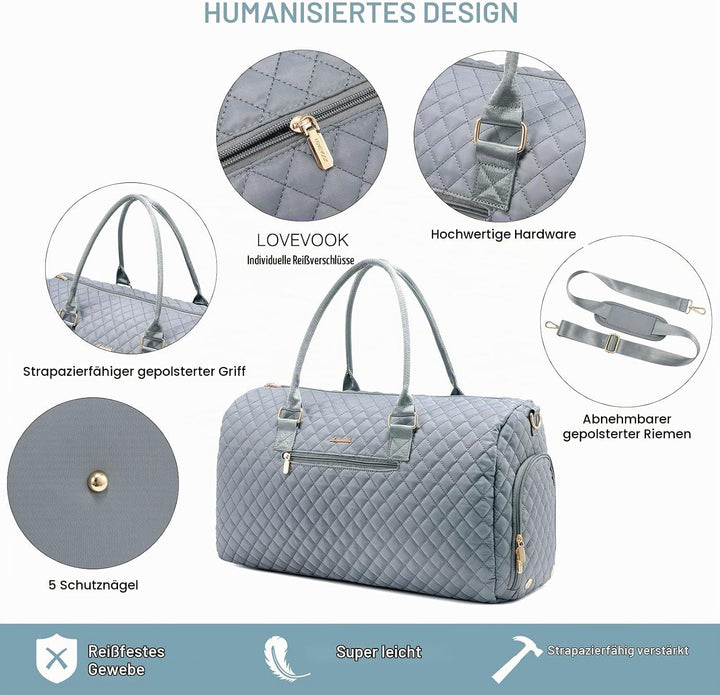 LOVEVOOK Reisetasche Damen, Weekender Travel Bag Kliniktasche Geburt Sporttasche mit Kulturtasche, S