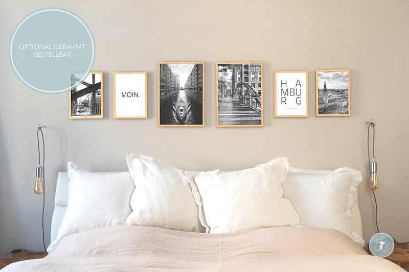 Papierschmiede® Mood Poster Set Hamburg, Bilder Wohnzimmer Deko Schlafzimmer, 2x DIN A3 und 4x DIN A