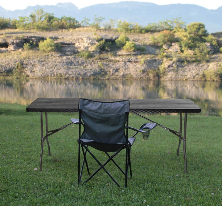 Sekey Gartentisch Klappbar Wetterfest, Holzoptik Klapptisch Campingtisch mit Tragegriff, 6 Personen
