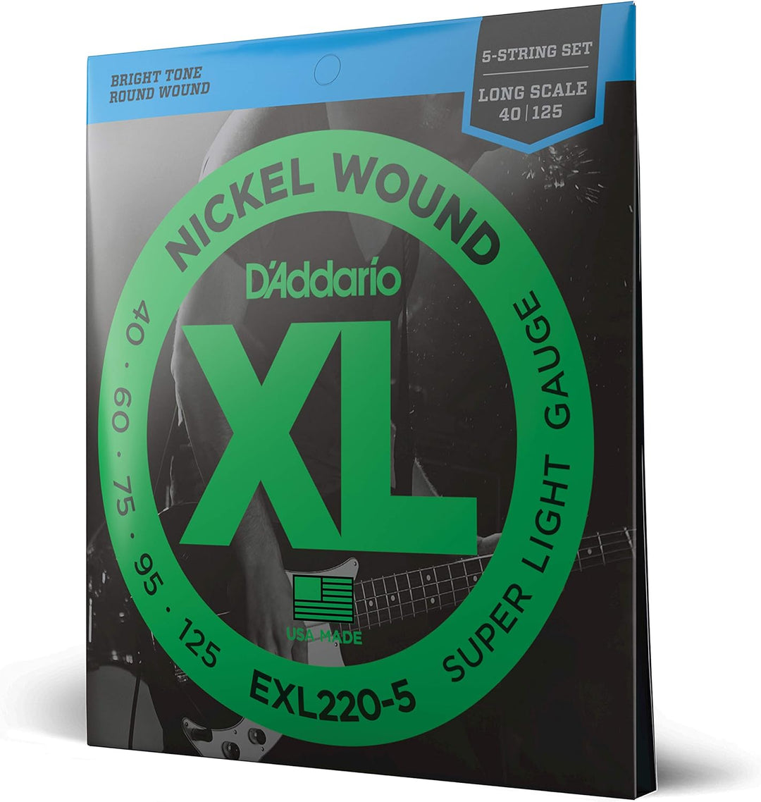 D'Addario E Bass Gitarrensaiten | Saiten E Bass | Bassgitarre Saiten | Saiten 5-Saiter E-Bass | DER