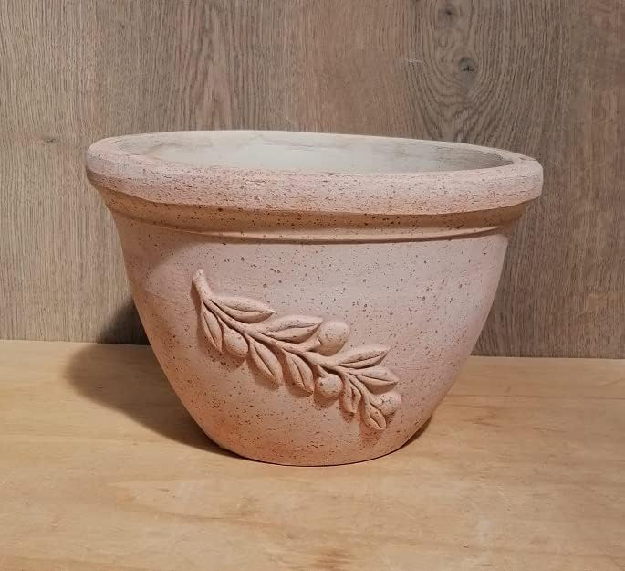 NEU !! Blumentopf mit Olivenranke 28 cm Aussendurchmesser, echt Terracotta Terrakotta Garten Deko Bl