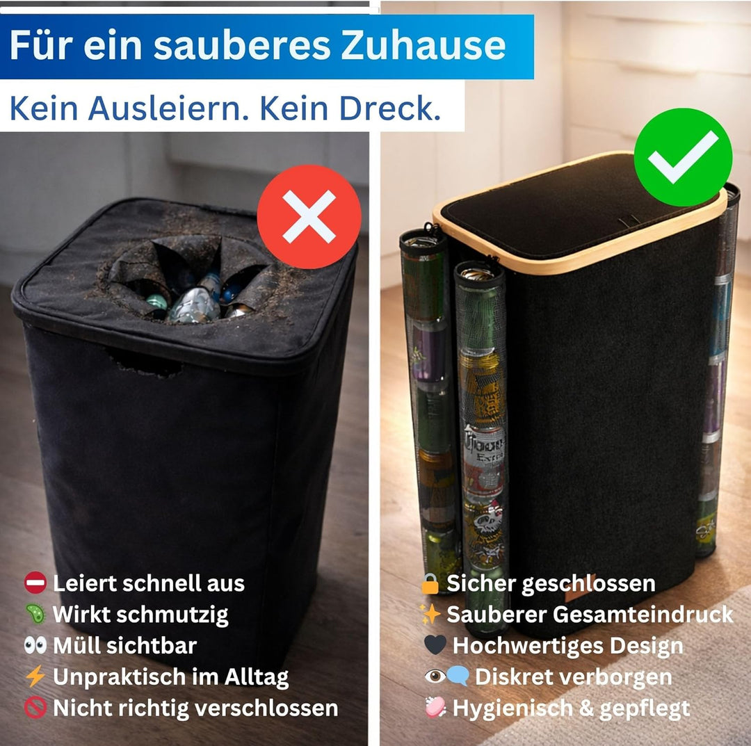 Pfandflaschen Sammelbehälter 100L, 4 Dosensammler & 2 Tragetaschen | Leergut Sammler, Flaschensammle