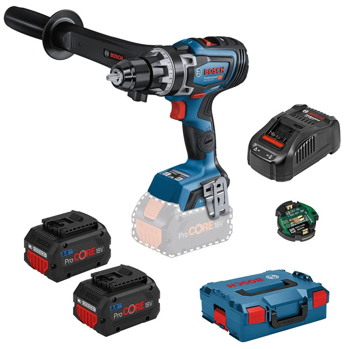 Bosch Professional 06019J5005 GSR 18V-150 C, Blue, mit 2x8.0 Ah Akku+Lader,CoMo in L-BOXX GSR 18V-15