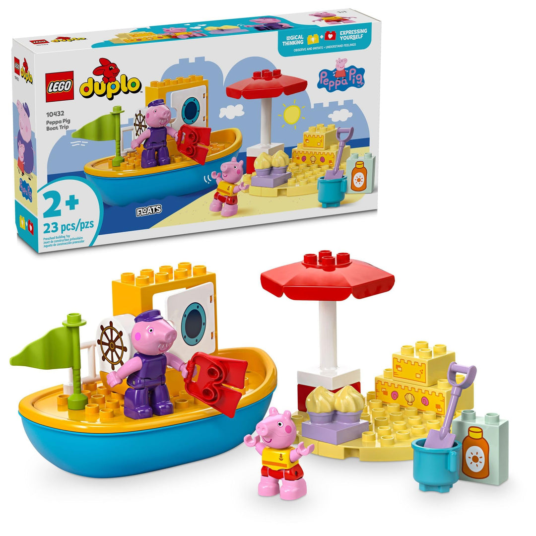 LEGO DUPLO 10432 Peppa Pig Bootsausflug Badespielzeug, Baustein-Lernset für Vorschulkinder mit 2 Pep