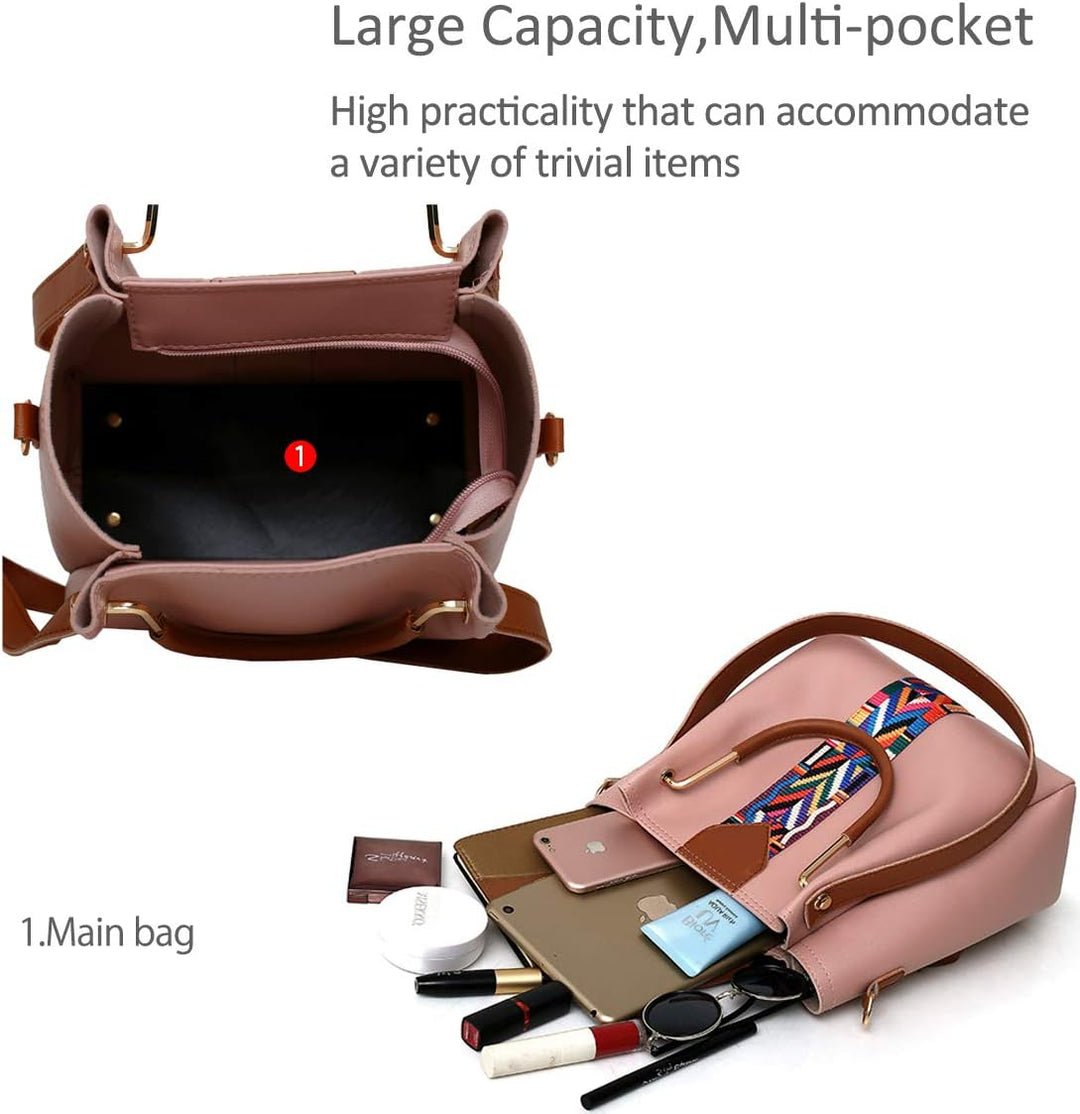 NICOLE &amp; DORIS Damen Handtaschen Umhängetaschen 4 Stück Handtaschen für Damen Top-Griffe Schultertas
