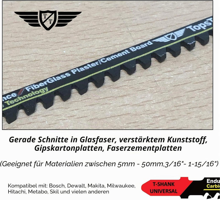 5 x TopsTools JSTT141HM T141HM 100mm lange Glasfaser-Stichsägeblätter kompatibel mit Bosch Dewalt Ma