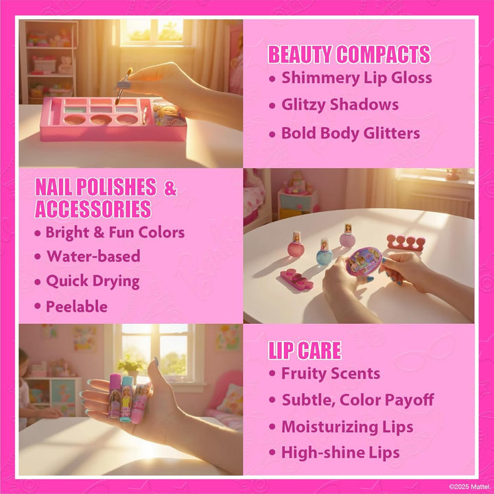 Barbie mädchen in kinder-make-up, ein wasche-paket, ein geschenk Von barbie, eine puppe, schminknumm