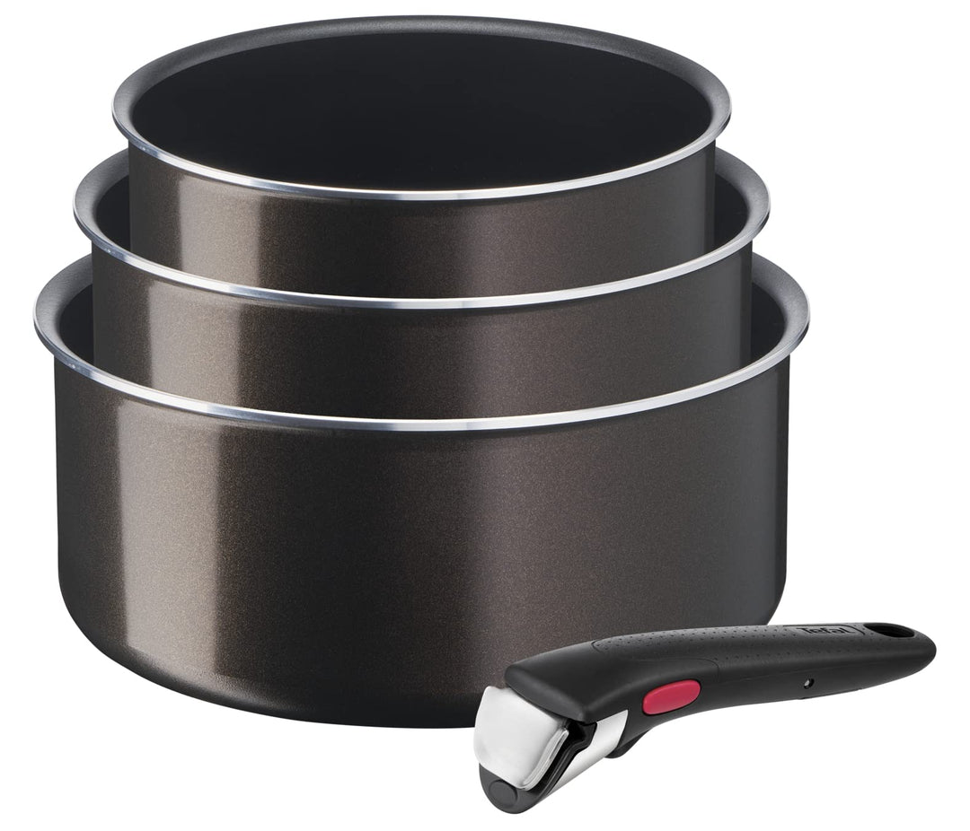 Tefal Ingenio Stieltopf-Set, 3-teilig, 16/18/20 cm (1,5/2,1/3 L), abnehmbarer Griff, nicht Induktion