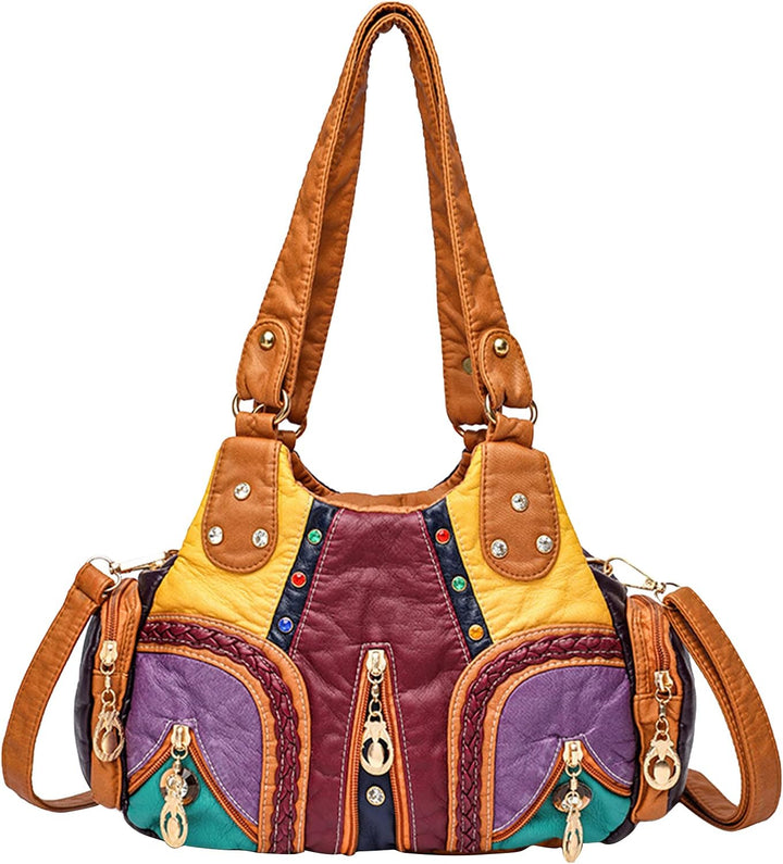 PORRASSO Damen Handtasche Mode Schultertasche Hobo Tasche Weiches PU Leder Umhängetaschen Frauen Hen