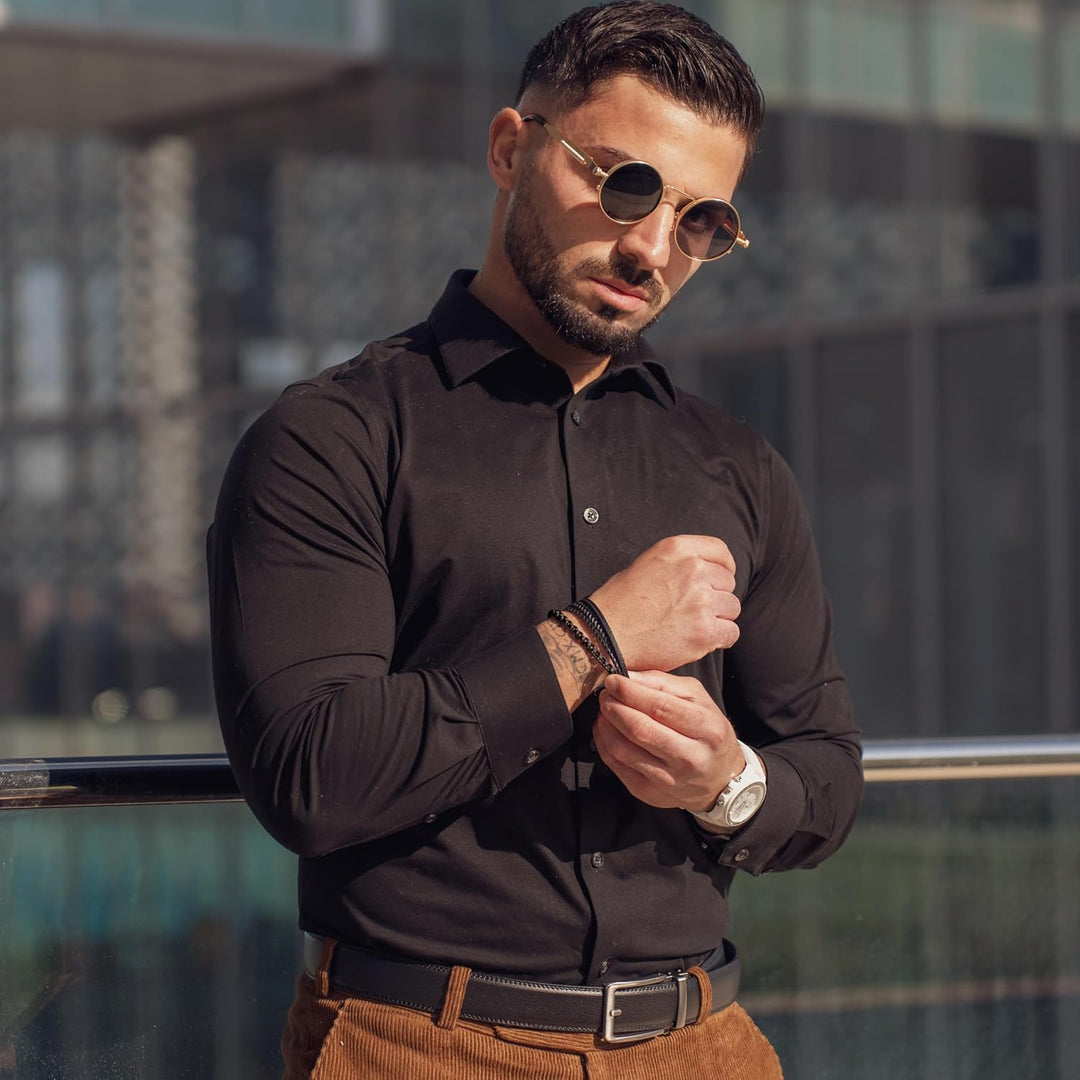 SERASAR Premium Lederarmband für Männer | Magnetverschluss aus Edelstahl in Schwarz, Silber & Gold |