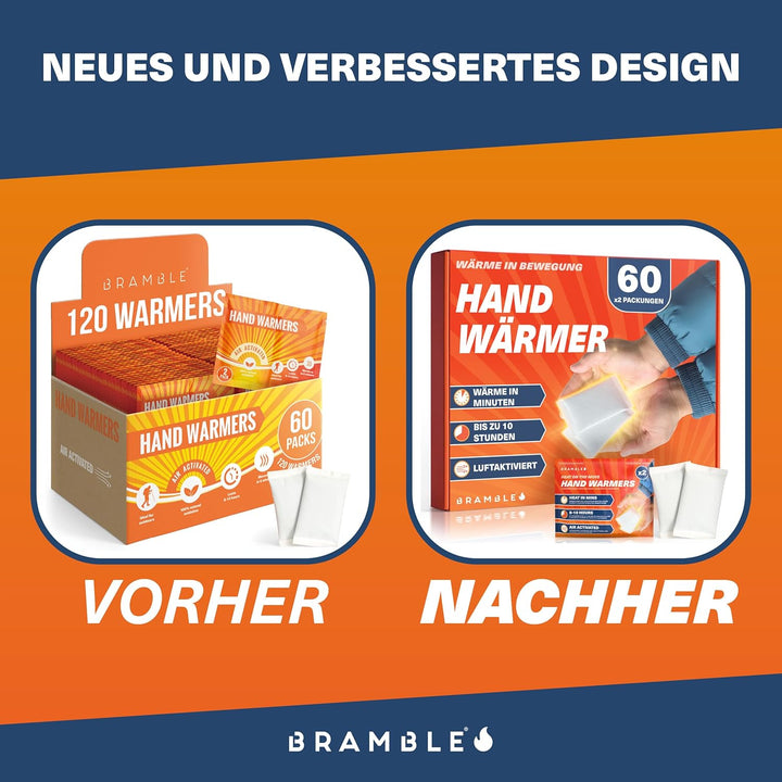Bramble - Luftaktivierte Handwärmer - 100% Natürlich - Taschenwärmer für Outdoor, Wandern, Golf, Fus
