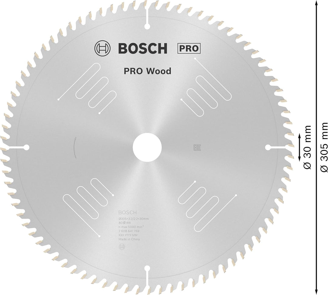 911060205 Bosch Zubehör 2608641769 Kreissägeblatt Optiline Wood 305 x 30 x 3,2 mm, 80, 305 x 30 x 3,