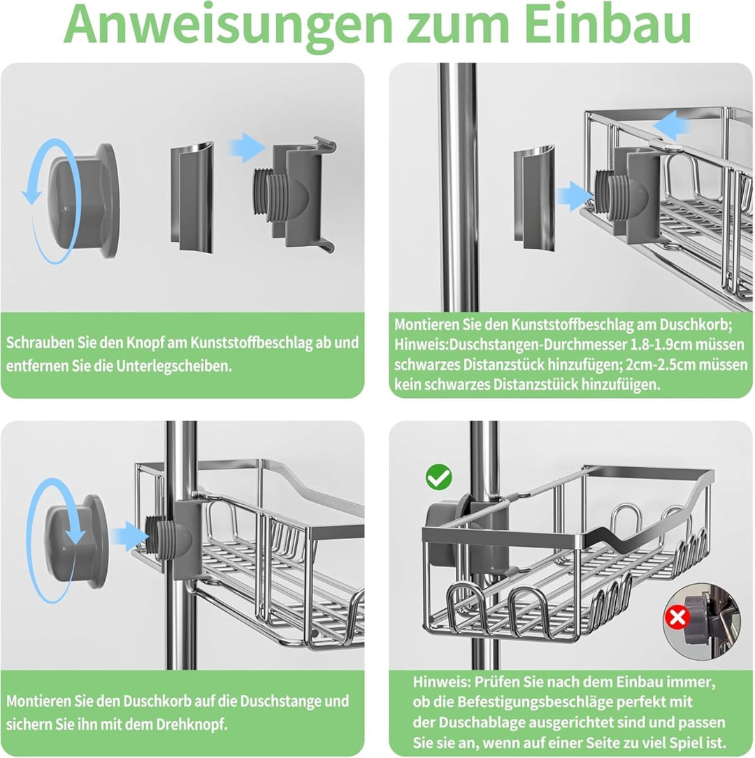 Duschablage Ohne Bohren,304 Edelstahl Badregal Duschregal Rostfrei,Grosse Grösse und Kapazität Dusch