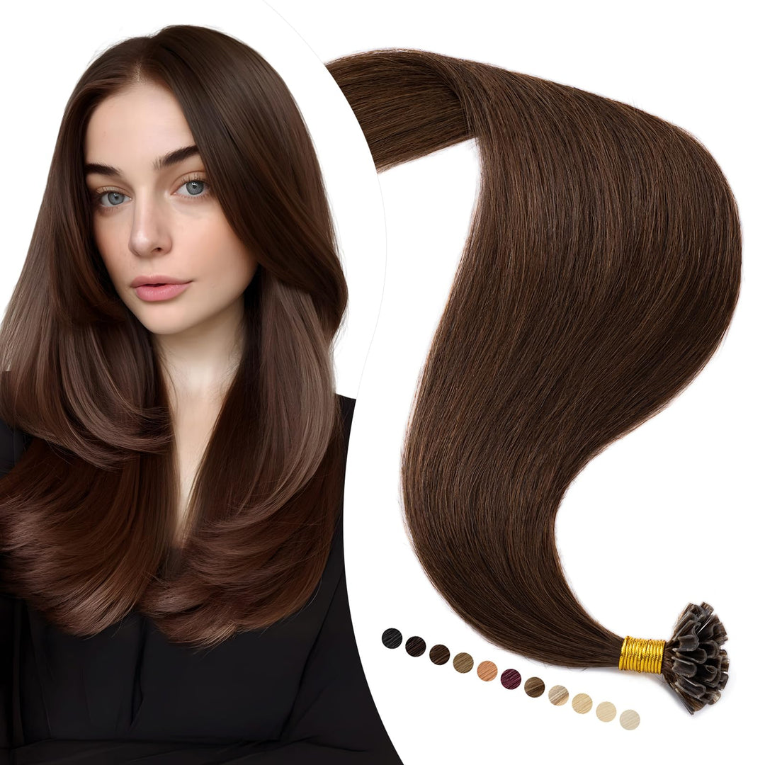 Elailite Bonding Extensions Echthaar Keratin U-Tip Haarverlängerung 100% Menschenhaar 1g/Strähne 20'