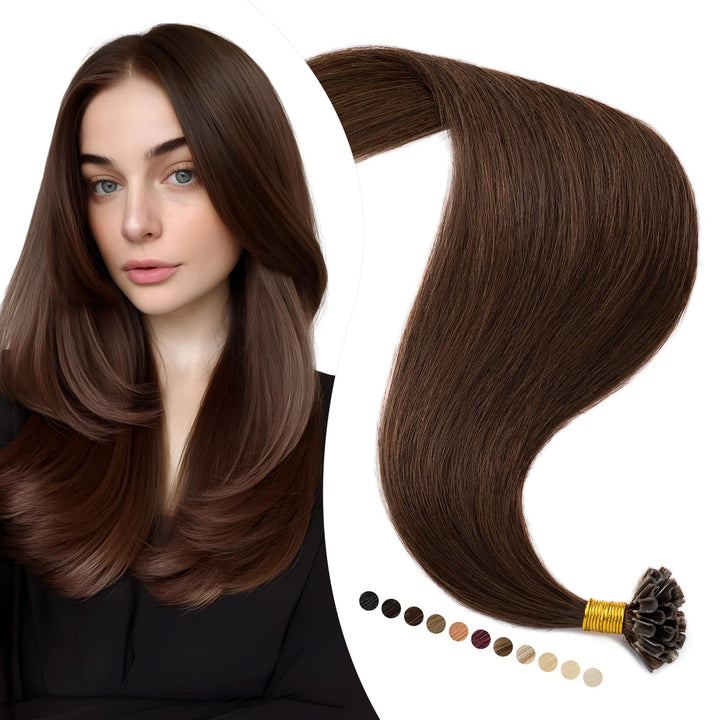 Elailite Bonding Extensions Echthaar Keratin U-Tip Haarverlängerung 100% Menschenhaar 1g/Strähne 20'