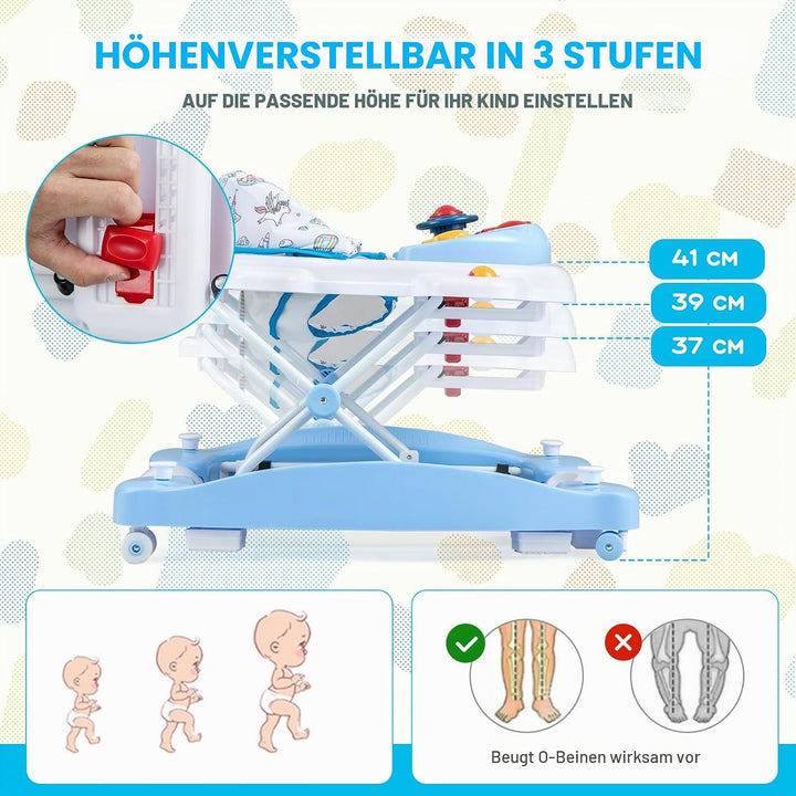 LIFEZEAL 6 in 1 Lauflernhilfe, Babywalker Spiel- und Lauflernwagen zusammenklappbar mit abnehmbarem