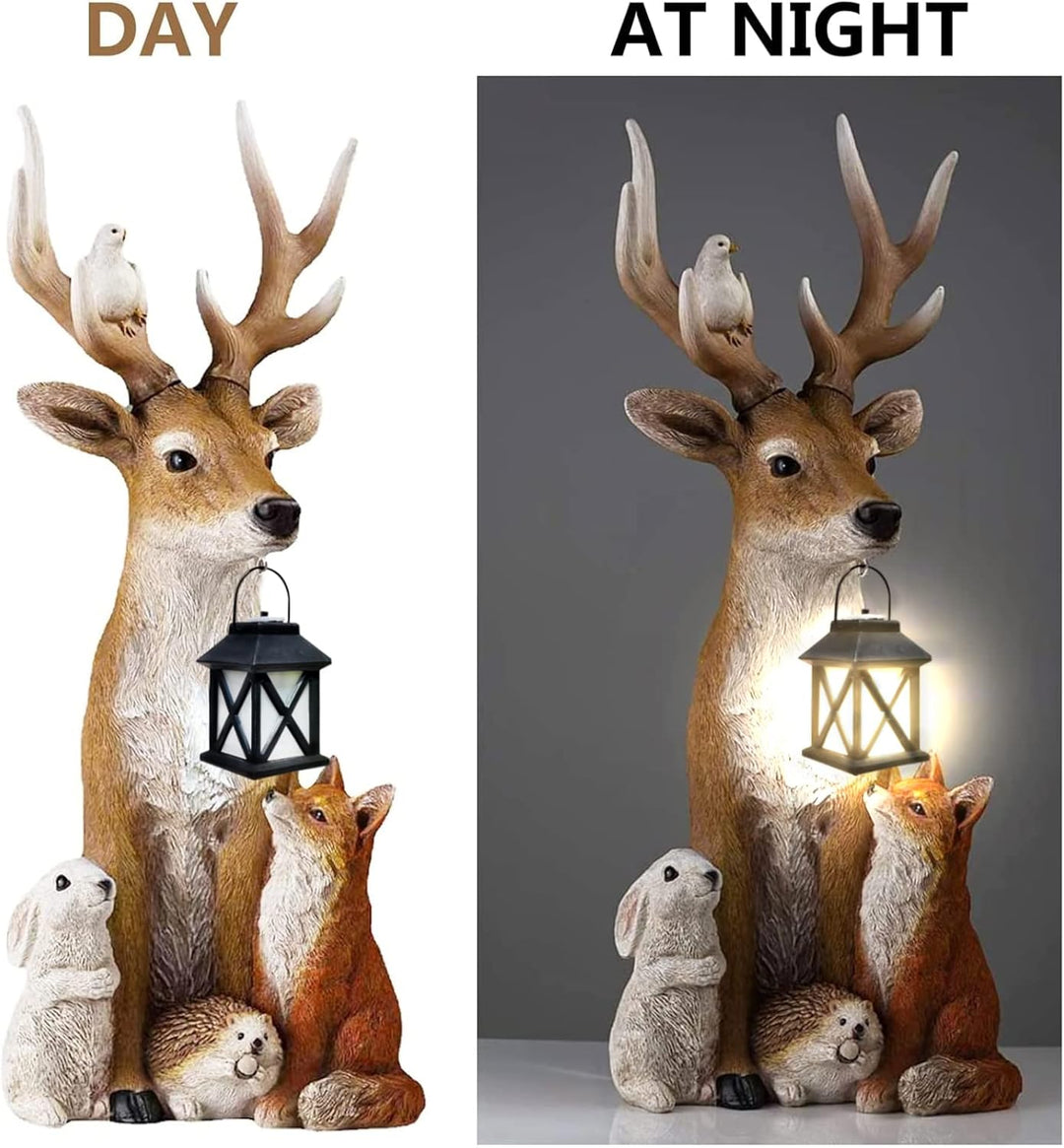 FUFRE Weihnachtsdeko Hirsch Mit LED Laterne, Herbstdeko Draussen -weihnachtsdeko Aussen, Gartendeko