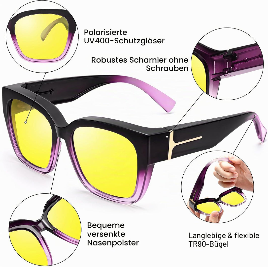 URUMQI Nachtsichtbrille für Autofahrer, Nachtfahrbrille Nachtbrille zum Autofahren Damen Herren, Aut