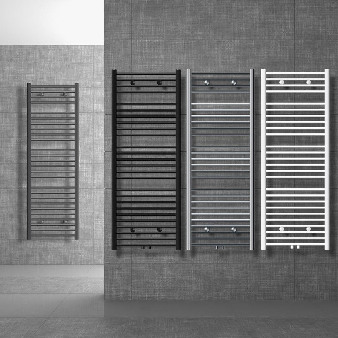 ECD Germany Badheizkörper Mittelanschluss 750 x 1800 mm Weiss gebogen mit Thermostat und Anschlussga