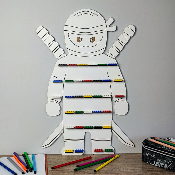 Weiss Ninja Boy Aufbewahrung Regal für Minifiguren. Kinder Schaukasten Regale. Kinderzimmer Holz Wan
