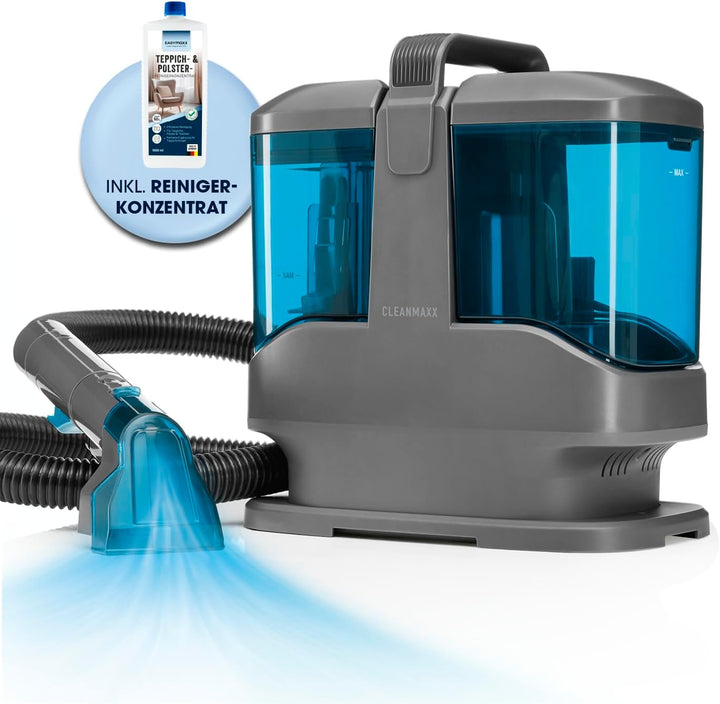 CLEANmaxx Polsterreiniger Gerät Kompakt Pro inkl. Teppichreiniger Mittel | 13 kPa Nasssauger für Pol