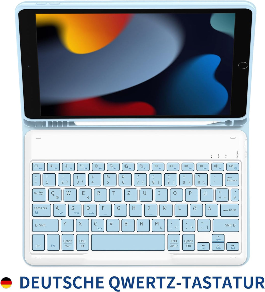 EasyAcc Tastatur Hülle Kompatibel mit iPad 10.2 Zoll 9. / 8. und 7 Generation mit Schutzfolie, [QWER