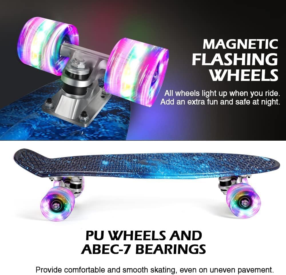 BELEEV Skateboard für Kinder, 56 cm Cruiser Skateboard Mädchen Junge Anfänger Jugendliche Erwachsene