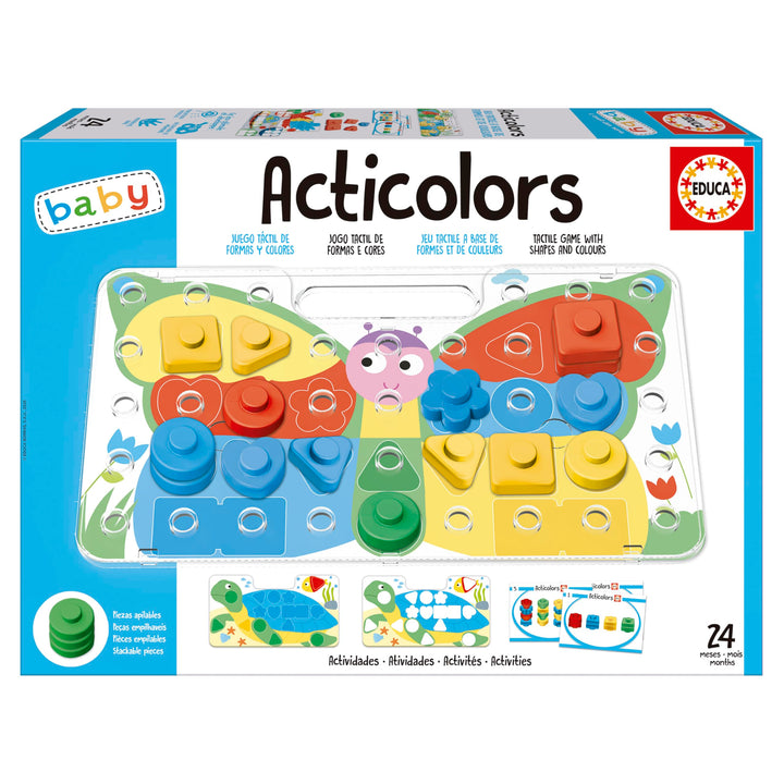Educa - Acticolors | Kinderspiel zum Stapeln Farbiger Chips mit geometrischen Formen. Nestbar, um di