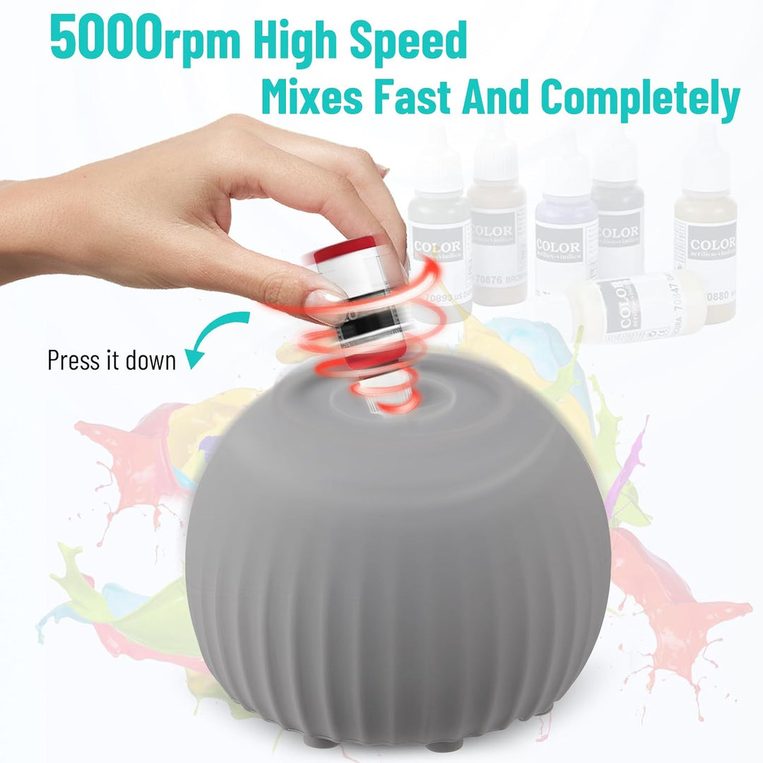 Mini Vortex Mixer 5000 U/min, Paint Shaker mit Touch-Modus Grau | with100 Mischkugeln, geeignet für