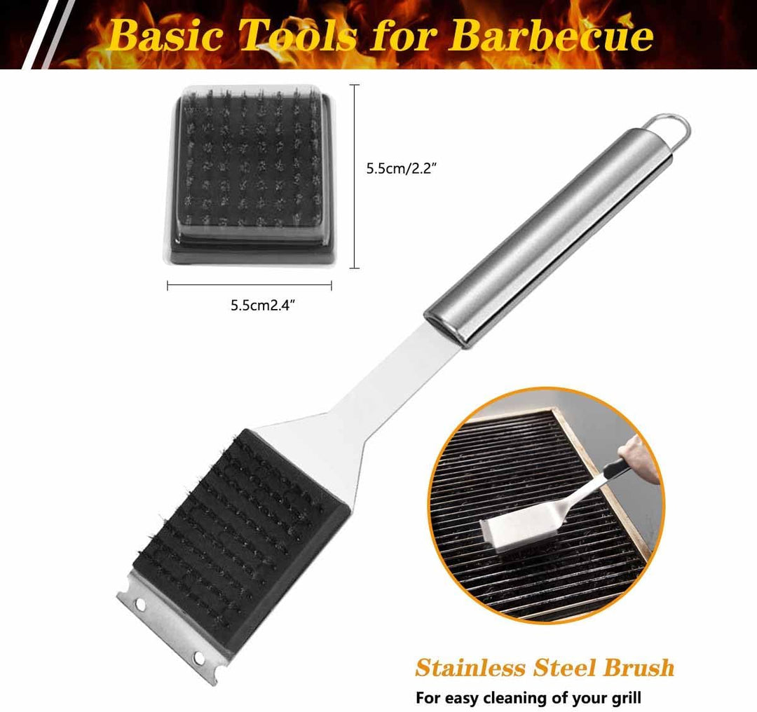 ZWMYF Edelstahl Grillbesteck-Set 6-TLG Professionelle Grill Bestecksets in Tragetasche BBQ Grillwerk