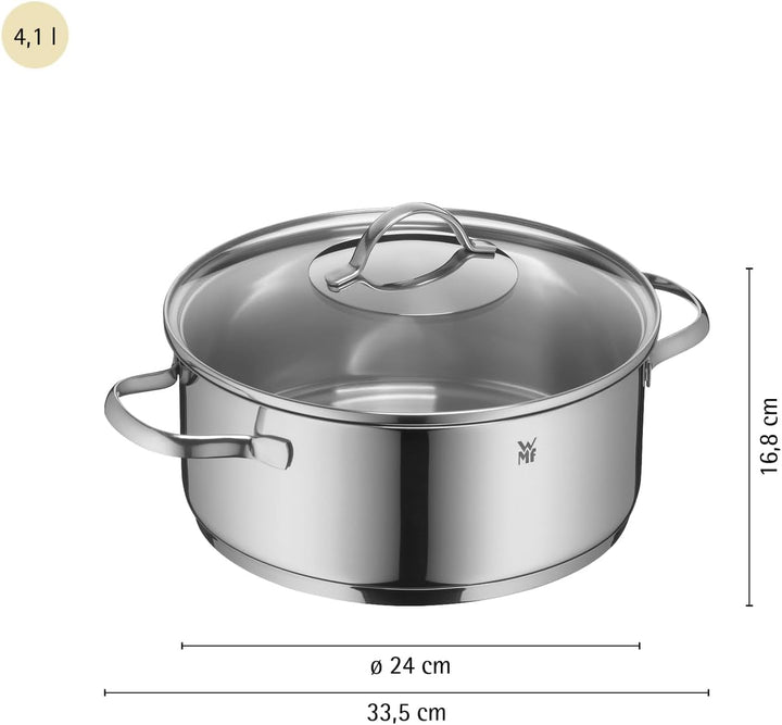 WMF Provence Plus Kochtopf gross 24cm, Glasdeckel, Bratentopf Induktion 4,1l, Cromargan Edelstahl po