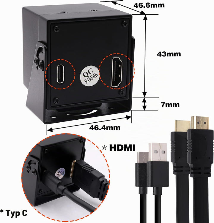 ELP HDMI 4K USB Kamera mit IMX415 Sensor Webcam,Weitwinkel 120 Grad Objektiv ohne Verzerrung USB Kam